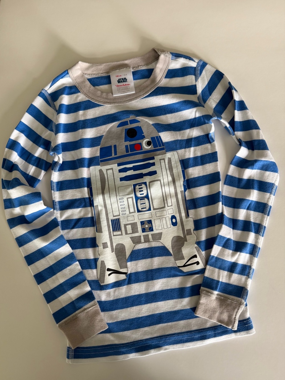 Hanna Andersson Striped Kids' R2-D2 Graphic Pajama Top Size 130 cm (US 8)